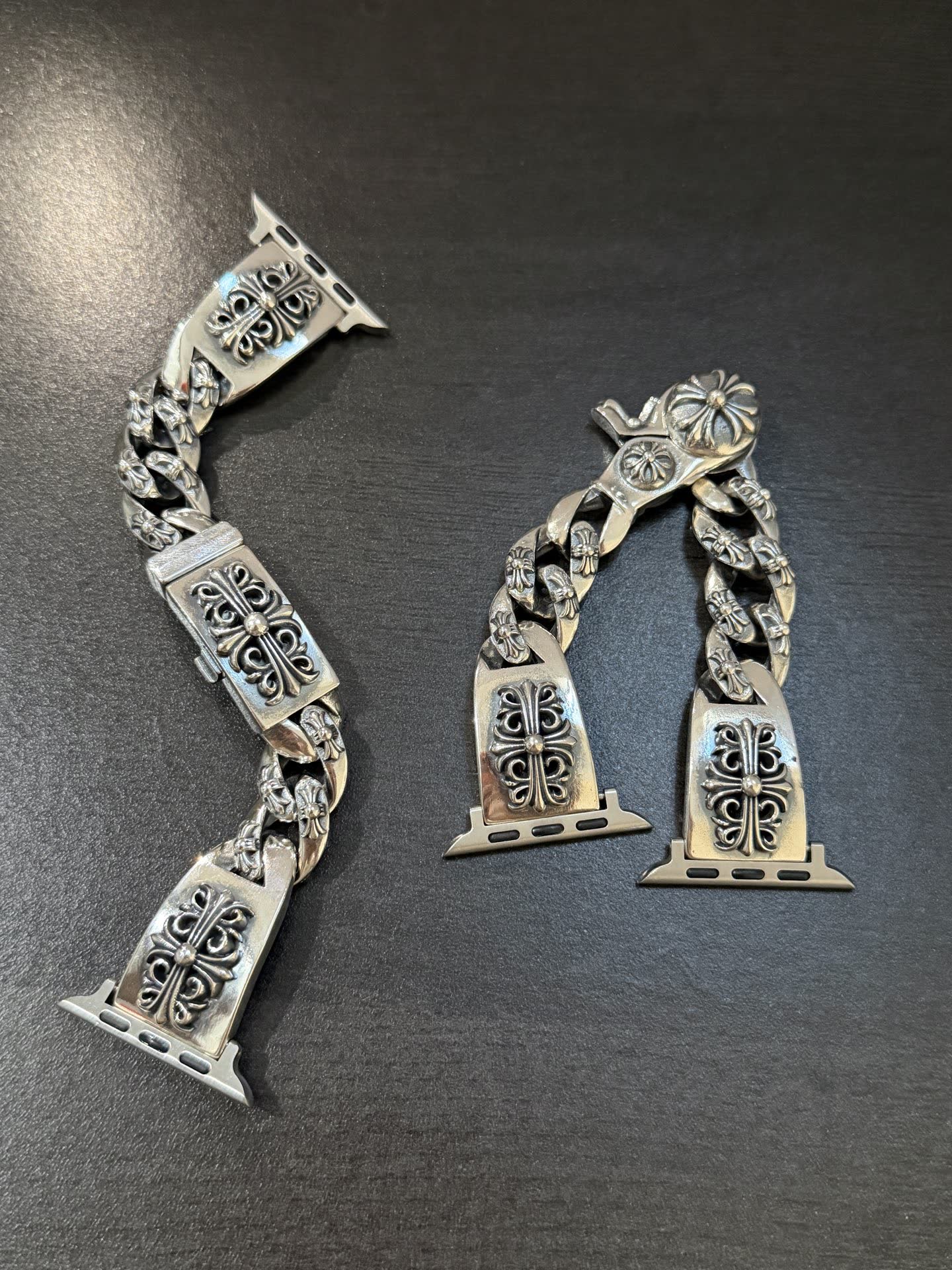 Chrome Hearts Silver Watch Band with Ornate Design